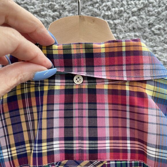 Vince Shirt Mens Medium Colorful Plaid Long Sleeve Cotton Slim Fit Button Down - Picture 12 of 13